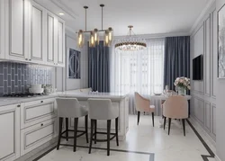 Gray neoclassical kitchen photo