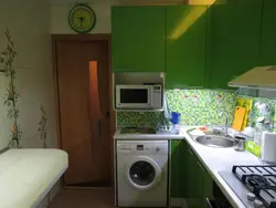 Kitchen 5 square meters design photo with refrigerator, washing machine