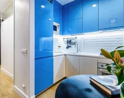 Kitchen design in blue and white