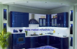 Дизайн Кухни В Синем И Белом Цвете