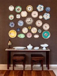 Plates on the wall in the kitchen interior