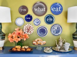 Plates on the wall in the kitchen interior