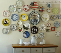 Plates on the wall in the kitchen interior