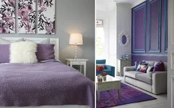Combination With Purple In The Bedroom Interior