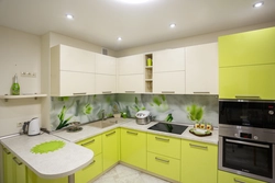 Yellow-green color in the kitchen interior