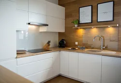White Kitchen With Wooden Countertops, Real Photos