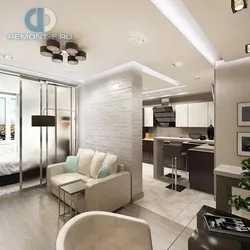Design Of A One-Room Apartment 40 Sq.M. With A Kitchen