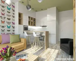 Дызайн аднапакаёвай кватэры 40 кв з кухняй