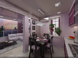 Design of a one-room apartment 40 sq.m. with a kitchen