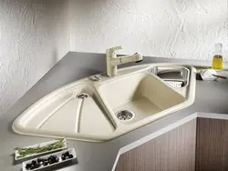 Kitchen design for the sink to be in the corner photo