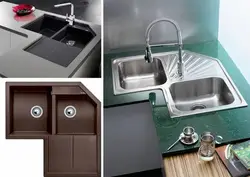 Burchakdagi fotosuratda bo'lishi uchun lavabo uchun oshxona dizayni