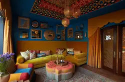 Sharqona uslubda yashash xonasi dizayni