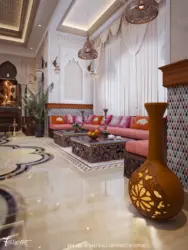 Living room design with one in oriental style
