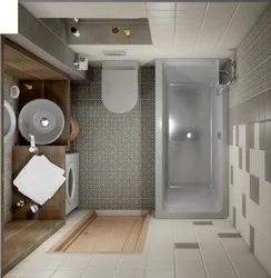 Bathroom and toilet in one room interior with shower