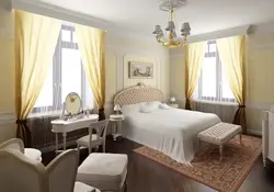 Кутняя спальня з двума вокнамі фота