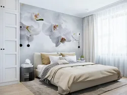 Bedroom interior with photo wallpaper