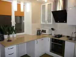 Kitchen in Brezhnevka 6 sq m with refrigerator photo