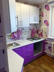 Kitchen in Brezhnevka 6 sq m with refrigerator photo