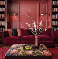 Тарҳи Меҳмонхона Дар Ранги Burgundy