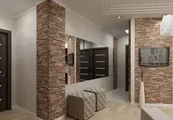 Finishing The Apartment With Stone And Wallpaper Photo