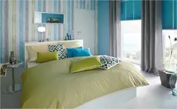 Blue green bedroom interior