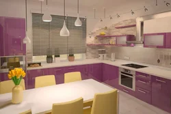 Lilac beige kitchen interior
