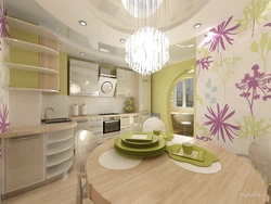 Lilac beige kitchen interior