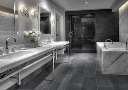 Gray Marble In The Bathroom Interior Photo
