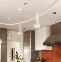 Photo of two-level plasterboard ceilings only in the kitchen