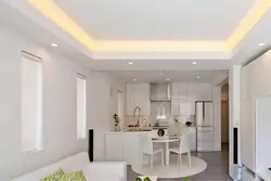 Photo of two-level plasterboard ceilings only in the kitchen