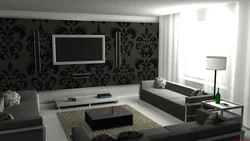 Qara və ağ bir qonaq otağının fotoşəkili