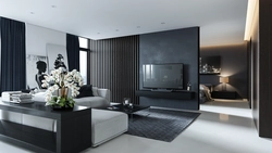 Photo of a living room in black and white