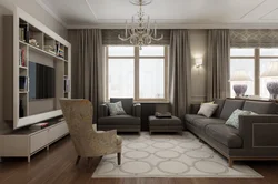 Living room design from different sides of the window