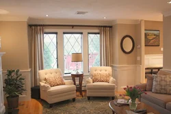 Living room design from different sides of the window