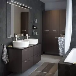 Bathroom design with dark furniture