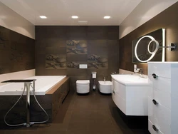 Bathroom design with dark furniture