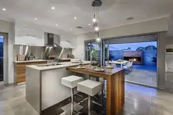 Kitchen design with breakfast bar and island