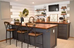 Kitchen design with breakfast bar and island