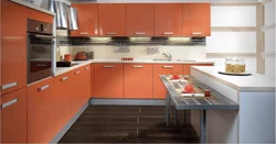 Kitchen design in terracotta tones