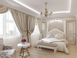 Ivory color in the bedroom interior