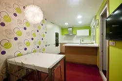 Photo examples of kitchen decoration with wallpaper