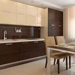 Combination of brown and beige in the kitchen interior