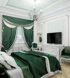 Спальні ў смарагдавых танах дызайн