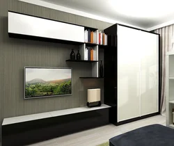 Living room design with wardrobe
