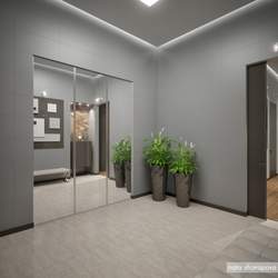 Hallway design in a modern style in gray tones
