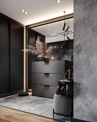 Hallway design in a modern style in gray tones