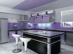 Lavender walls in the kitchen interior