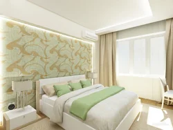 Bedroom in beige-green tone photo