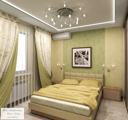 Bedroom in beige-green tone photo