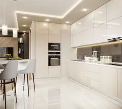 White kitchen in a bright interior photo